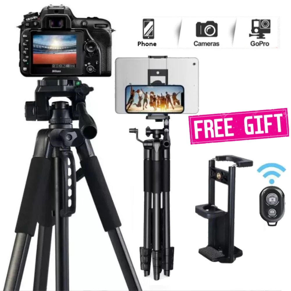 【ALUMINUM】Tripod Stand – 55–160cm Adjustable Height | Premium Alloy | Lightweight & Stable for Phone/Camera