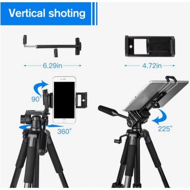 【ALUMINUM】Tripod Stand – 55–160cm Adjustable Height | Premium Alloy | Lightweight & Stable for Phone/Camera - Image 3