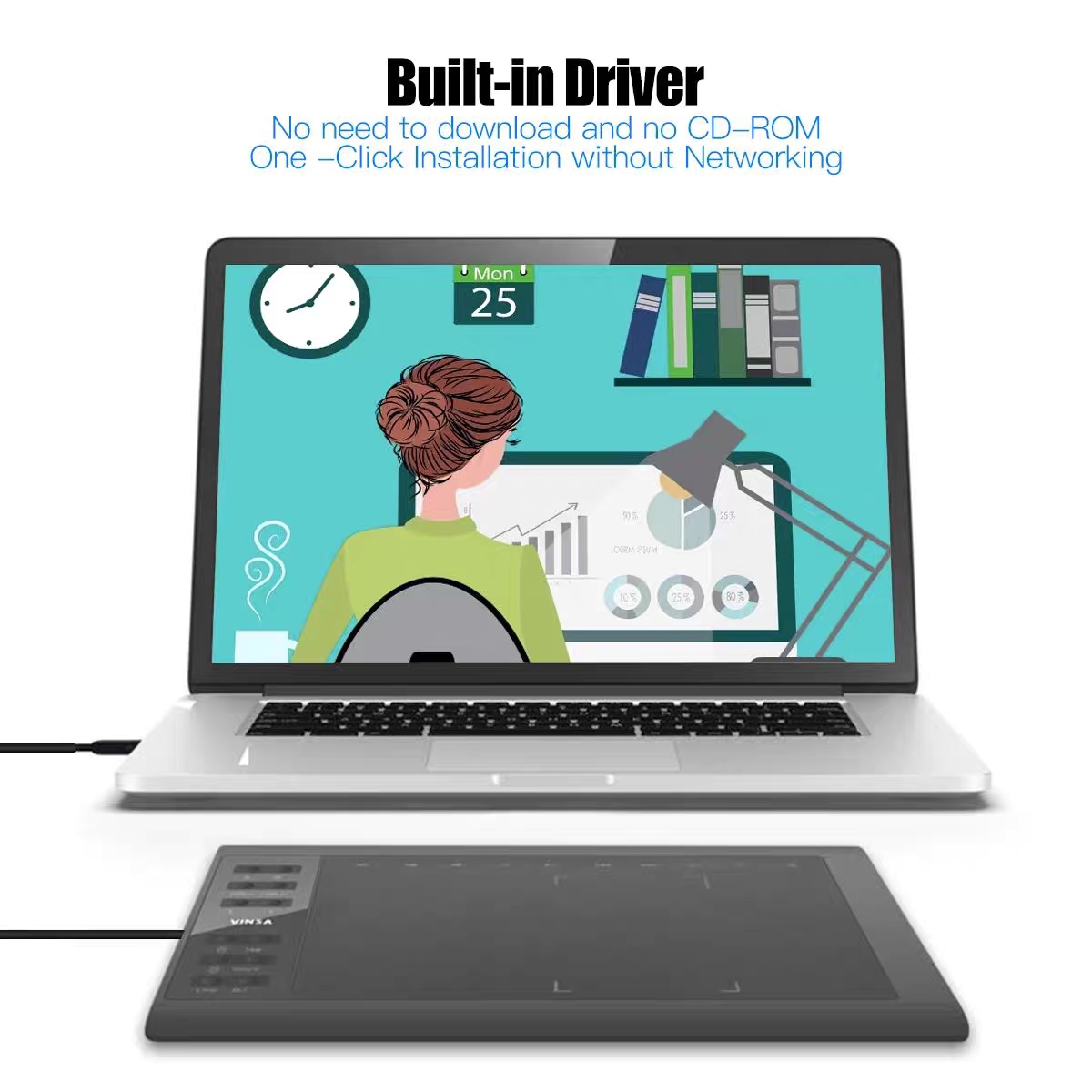 10x6 Inch Professional Graphics Drawing Tablet – 12 Custom Express Keys | Digital Art, Animation & Design - Image 4