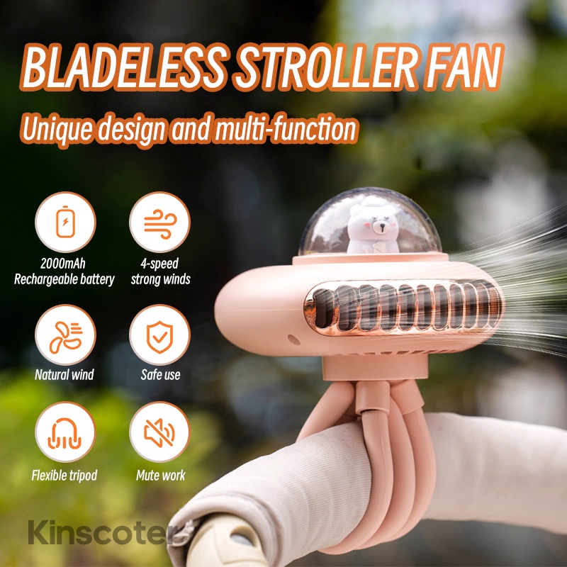 KINSCOTER Stroller Fan – Portable Clip-On Fan with Flexible Tripod | USB Rechargeable | Quiet & Adjustable Wind