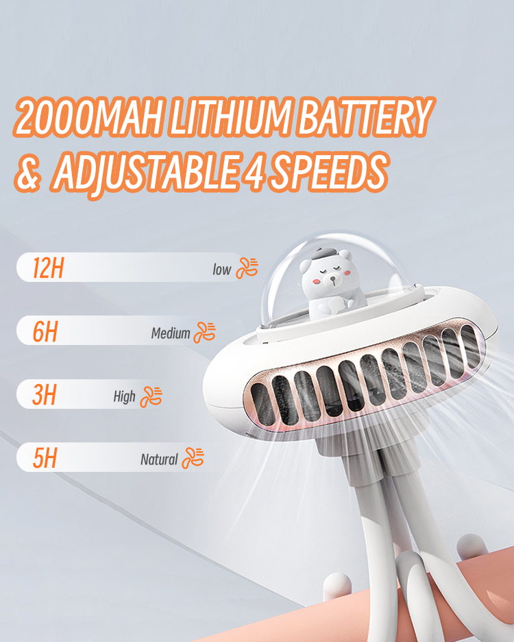 KINSCOTER Stroller Fan – Portable Clip-On Fan with Flexible Tripod | USB Rechargeable | Quiet & Adjustable Wind - Image 5